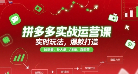 拼多多实战运营课，实时玩法，爆款打造，改销量