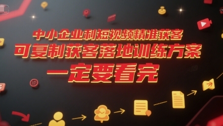 中小企业利用短视频精准获客，可复制获客落地训练方案