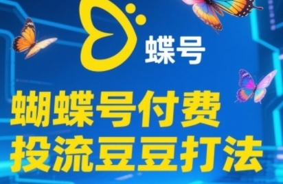 蝴蝶号付费投流豆豆打法，掌握付费流量撬动自然流的核心玩法