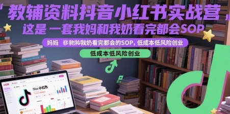 教辅资料抖音小红书实战营，低成本低风险创业